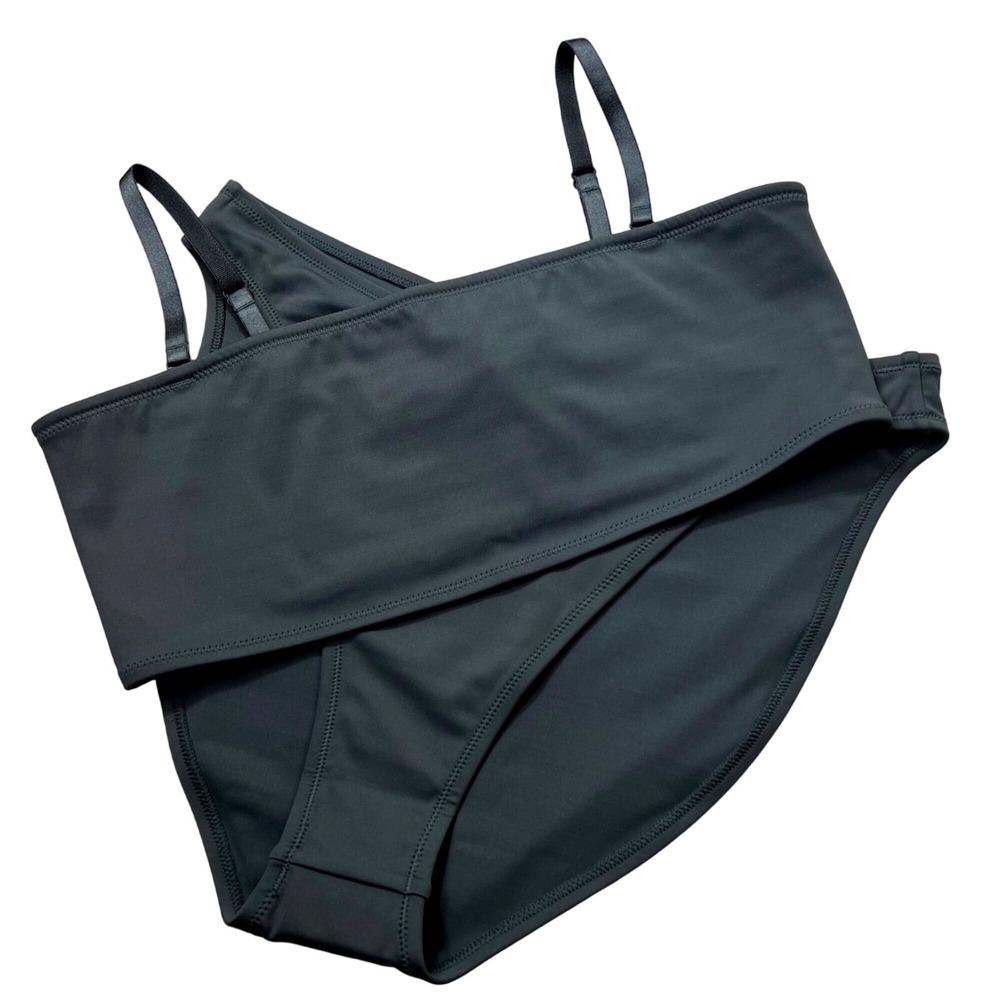 SKIMS Shaping Swim Bandeau Top + Dipped Bikini Bottom Gunmetal Womens 2X - Picture 14 of 14